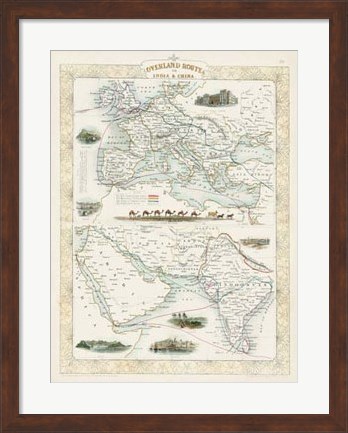 Framed Overland Routes- India &amp; China Print