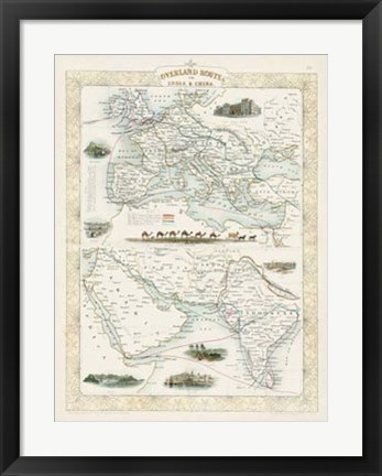 Framed Overland Routes- India &amp; China Print