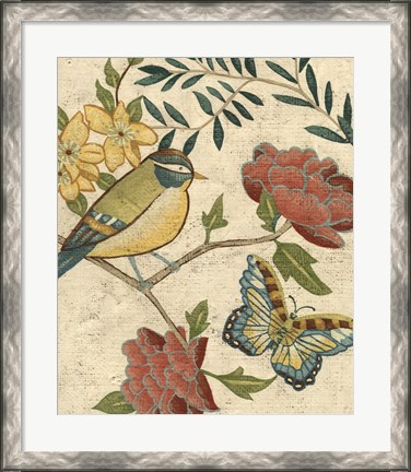Framed Antique Aviary I Print