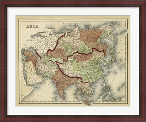 Framed Antique Map of Asia Print