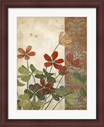 Framed Red Antique Floral I Print