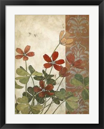 Framed Red Antique Floral I Print