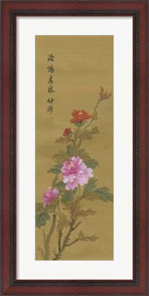 Framed Oriental Floral Scroll II Print
