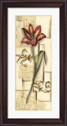 Framed Floral Collage II - in Red Print