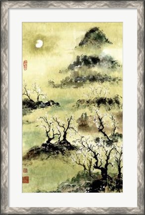 Framed Viewing Plum Blossoms in Moonlight Print