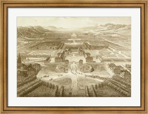 Framed Bird&#39;s Eye View of Versailles Print