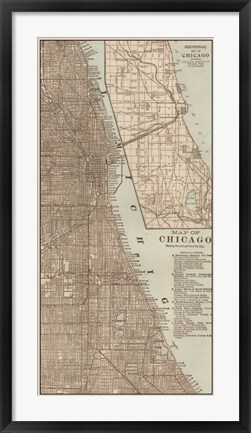 Framed Tinted Map of Chicago Print