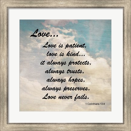 Framed Love 1 Corinthians 13:4 Against the Sky Print