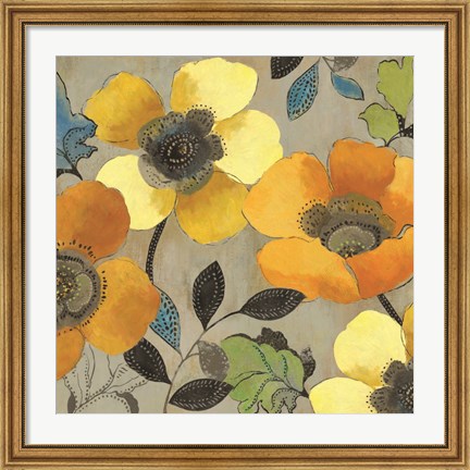 Framed Yellow and Orange Poppies II Print