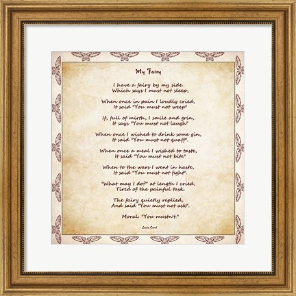 Framed My Fairy by Lewis Carroll - square Print