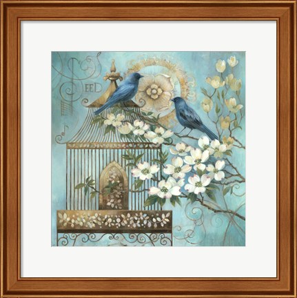 Framed Blue Birds and Dogwood Print