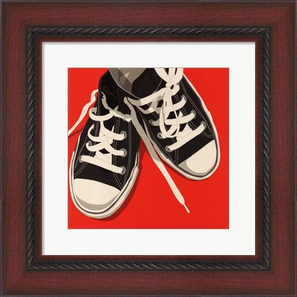 Framed Lowtops (black on red) Print