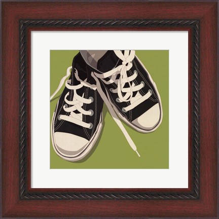 Framed Lowtops (black on green) Print