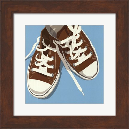 Framed Lowtops (brown on blue) Print