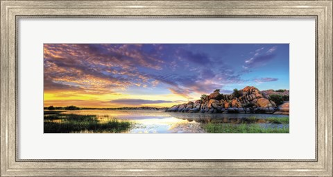 Framed Willow Lake Spring Sunset Print