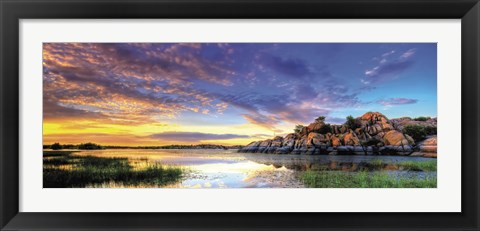 Framed Willow Lake Spring Sunset Print