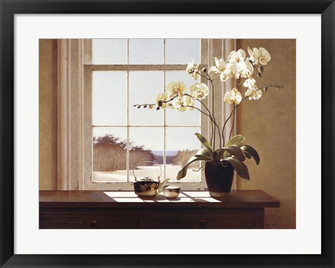 Framed Orchids with Teapots Print