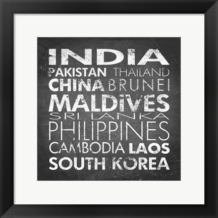 Framed Asia Countries Print