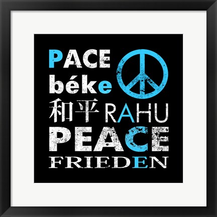 Framed Blue Peace Square I Print