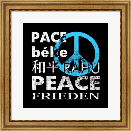 Framed Blue Peace Square II Print