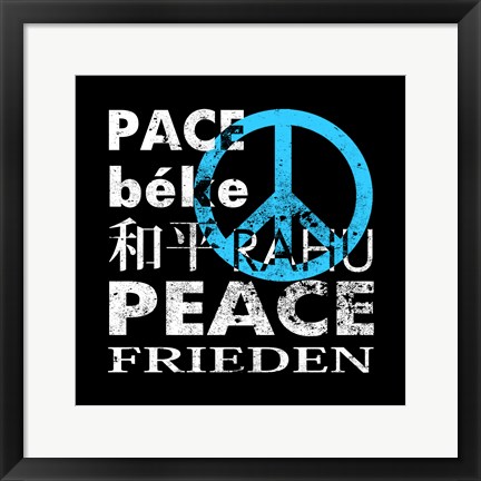 Framed Blue Peace Square II Print