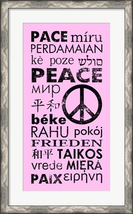 Framed Pink Peace Languages Print