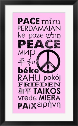 Framed Pink Peace Languages Print