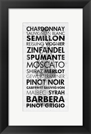 Framed Wine Languages Print