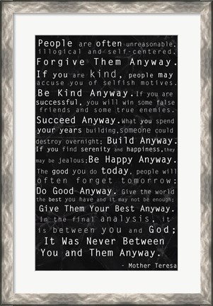 Framed Mother Teresa Quote Black Print