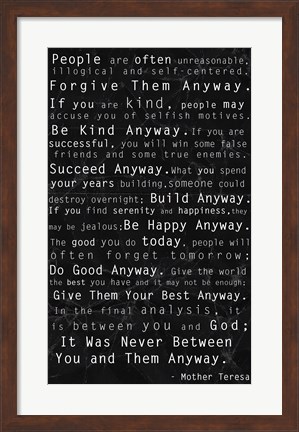 Framed Mother Teresa Quote Black Print