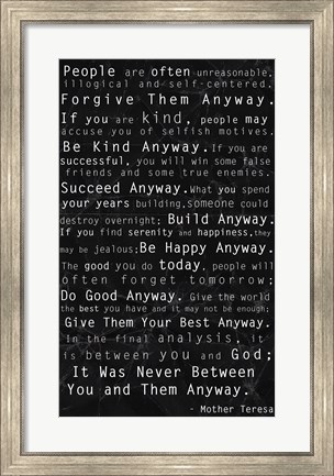 Framed Mother Teresa Quote Black Print