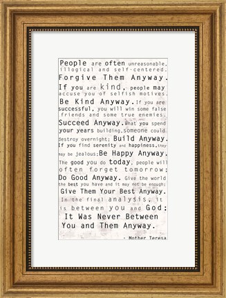 Framed Mother Teresa Quote Print