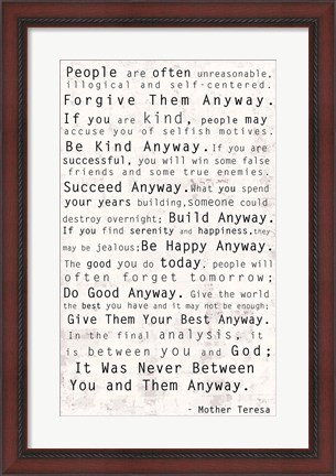 Framed Mother Teresa Quote Print