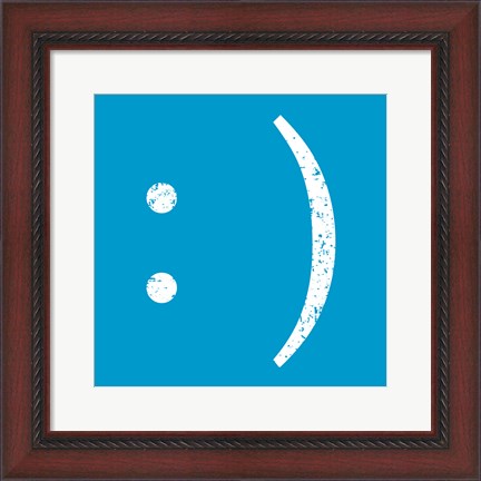 Framed Blue Smiley Print