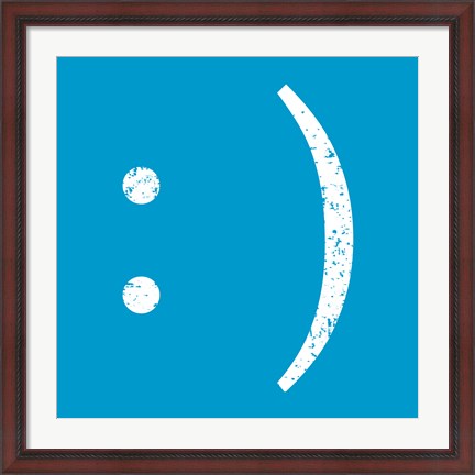 Framed Blue Smiley Print