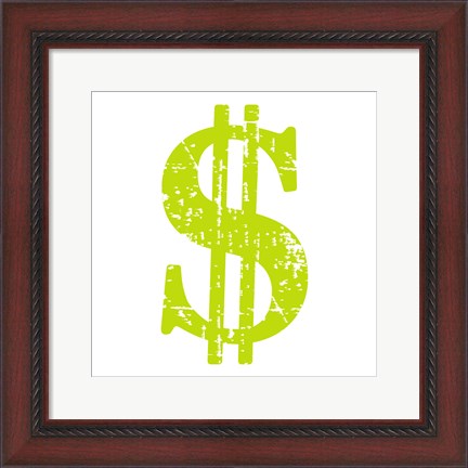 Framed Lime Dollar Sign Print