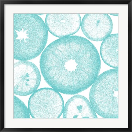 Framed Aqua Lemon Slices Print