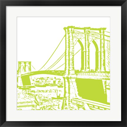 Framed Lime Brooklyn Bridge Print