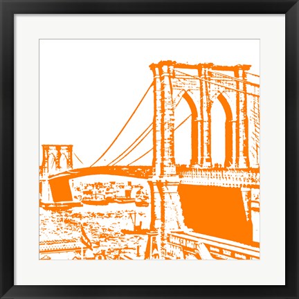 Framed Orange Brooklyn Bridge Print