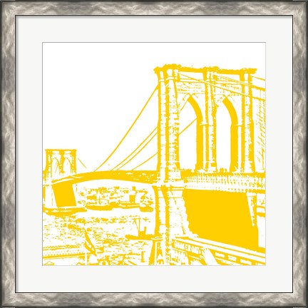 Framed Yellow Brooklyn Bridge Print