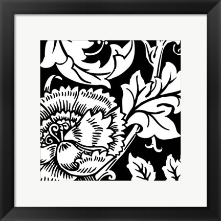 Framed B&amp;W Graphic Floral Motif III Print