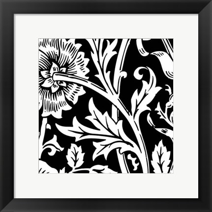 Framed B&amp;W Graphic Floral Motif IV Print