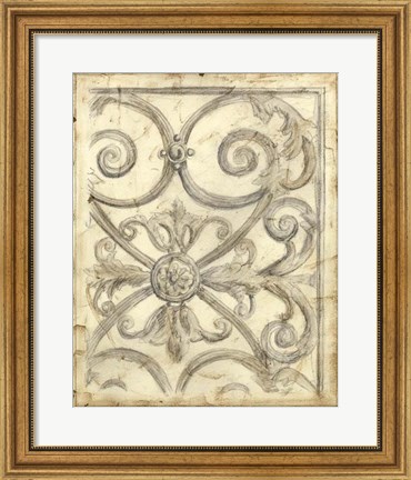 Framed Decorative Iron Sketch IV Print
