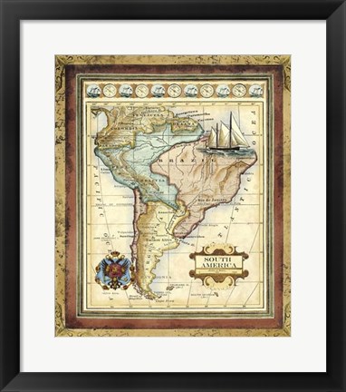 Framed Map of South America Print