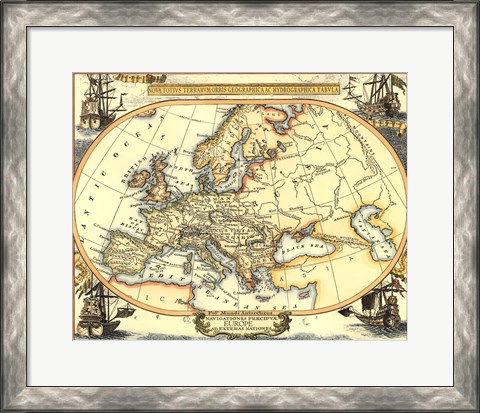 Framed Nautical Map of Europe Print