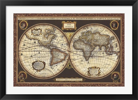 Framed Decorative World Map Print