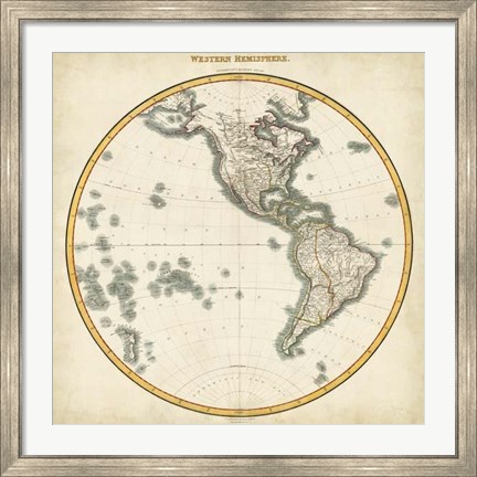 Framed 1812 Western Hemisphere Print