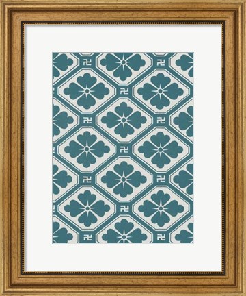 Framed Ornamental Pattern in Teal V Print