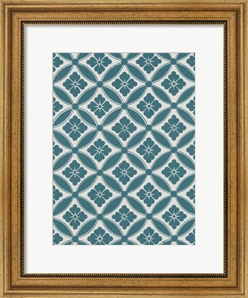 Framed Ornamental Pattern in Teal VII Print
