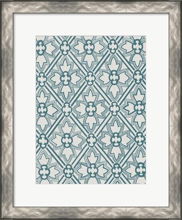 Framed Ornamental Pattern in Teal VIII Print